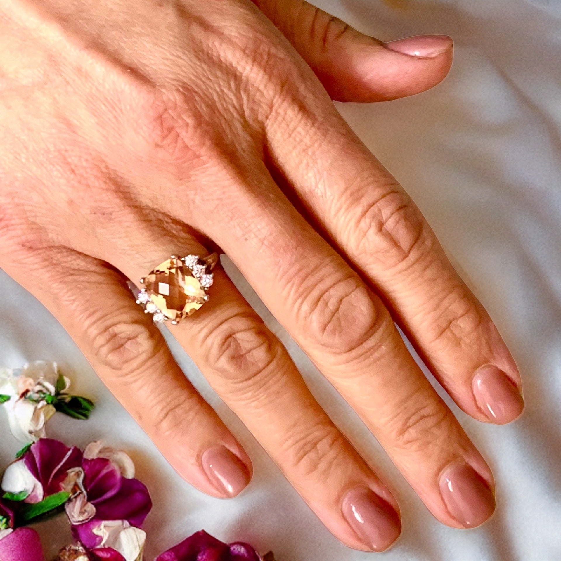 Diamond Morganite Ring Size 7.25 14k Gold 5.60 TCW Certified $5,950 120600 - Certified Fine Jewelry