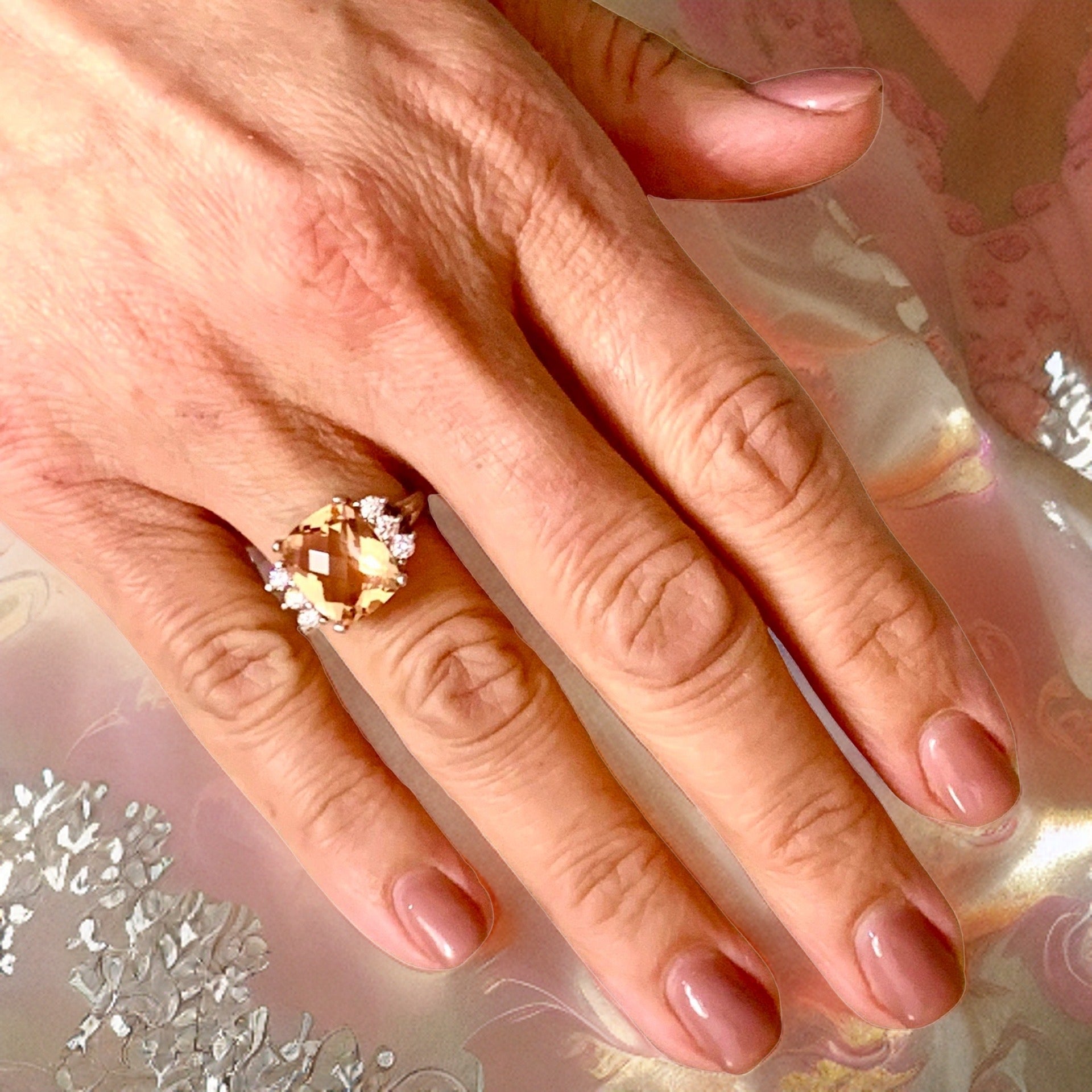 Diamond Morganite Ring Size 7.25 14k Gold 5.60 TCW Certified $5,950 120600 - Certified Fine Jewelry