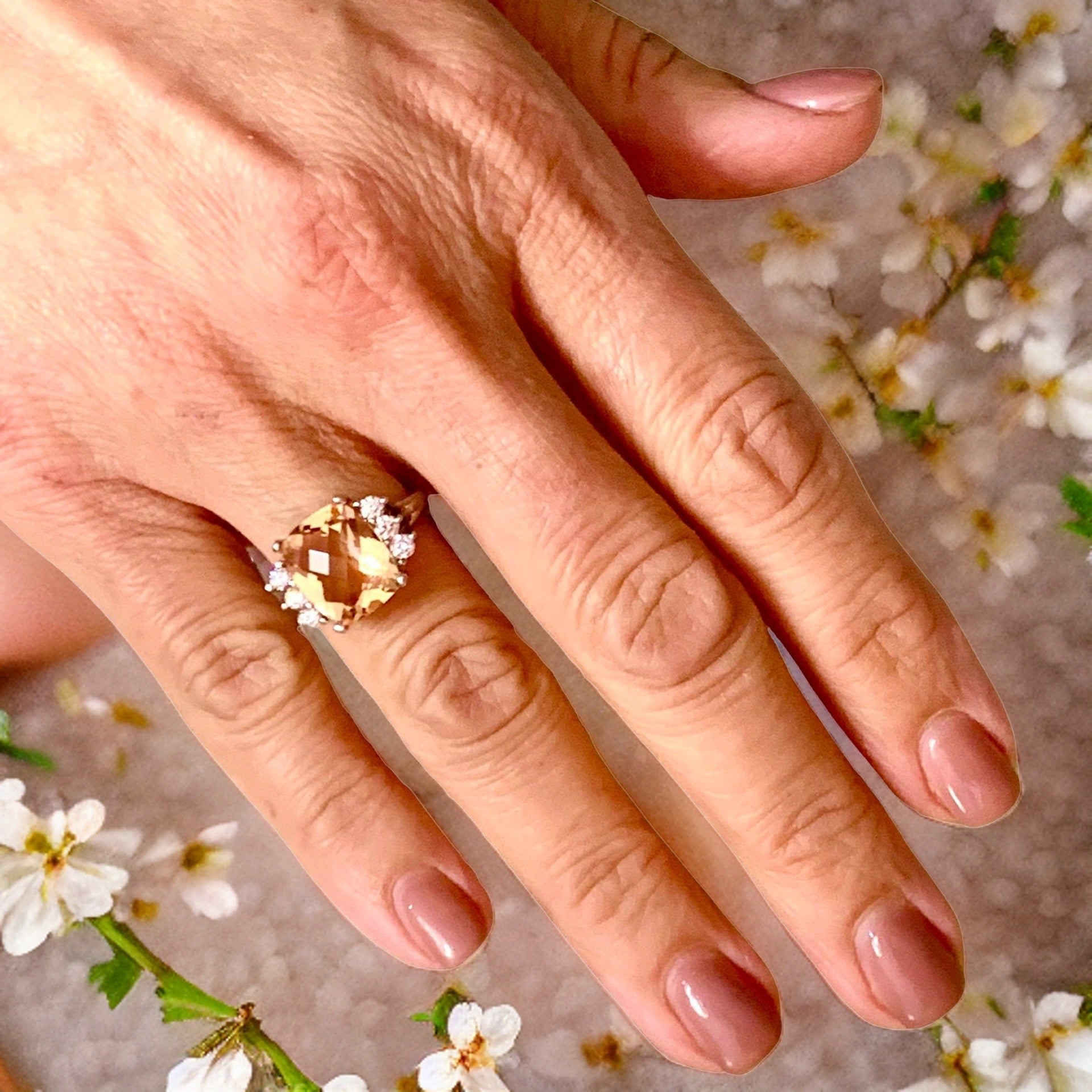 Diamond Morganite Ring Size 7.25 14k Gold 5.60 TCW Certified $5,950 120600 - Certified Fine Jewelry