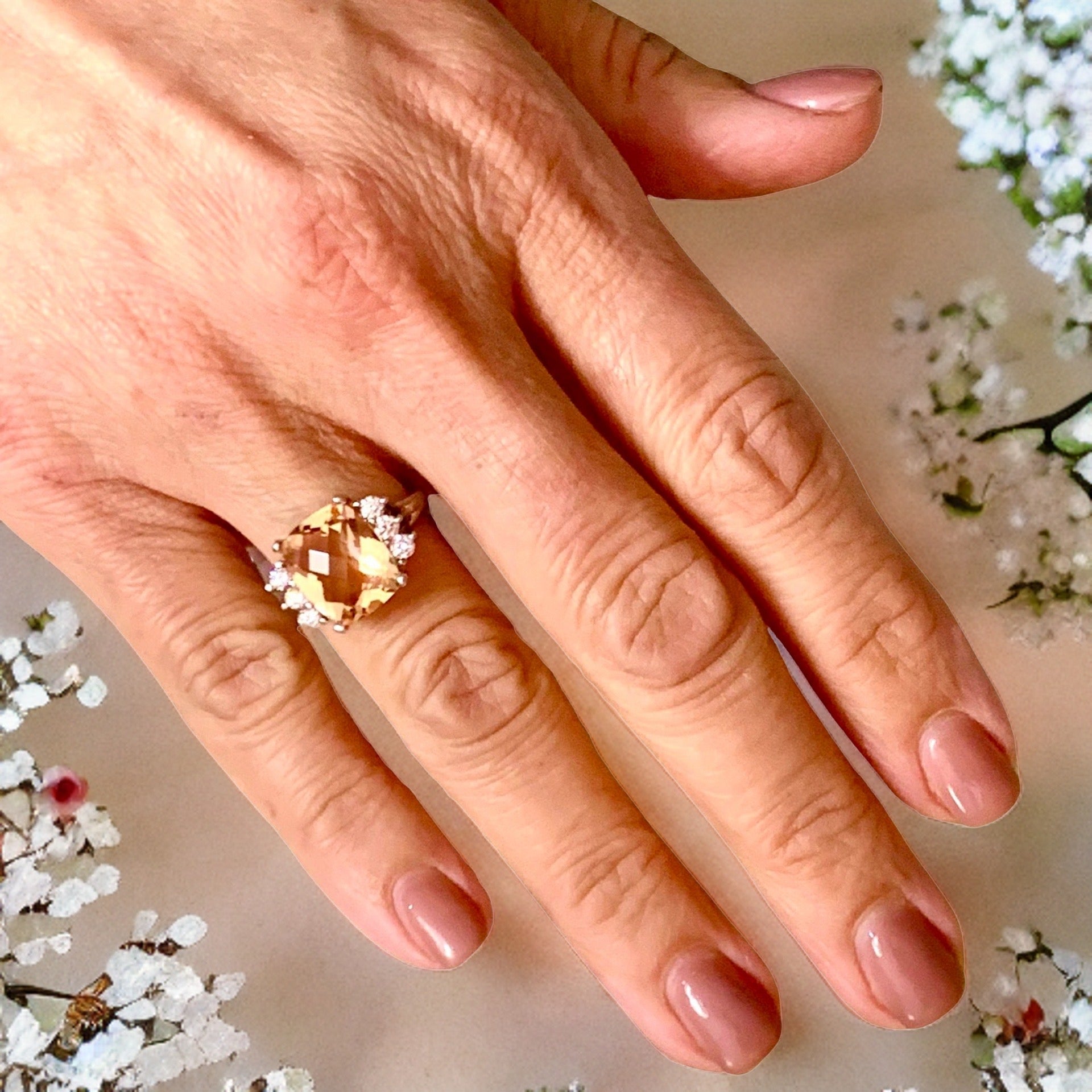 Diamond Morganite Ring Size 7.25 14k Gold 5.60 TCW Certified $5,950 120600 - Certified Fine Jewelry