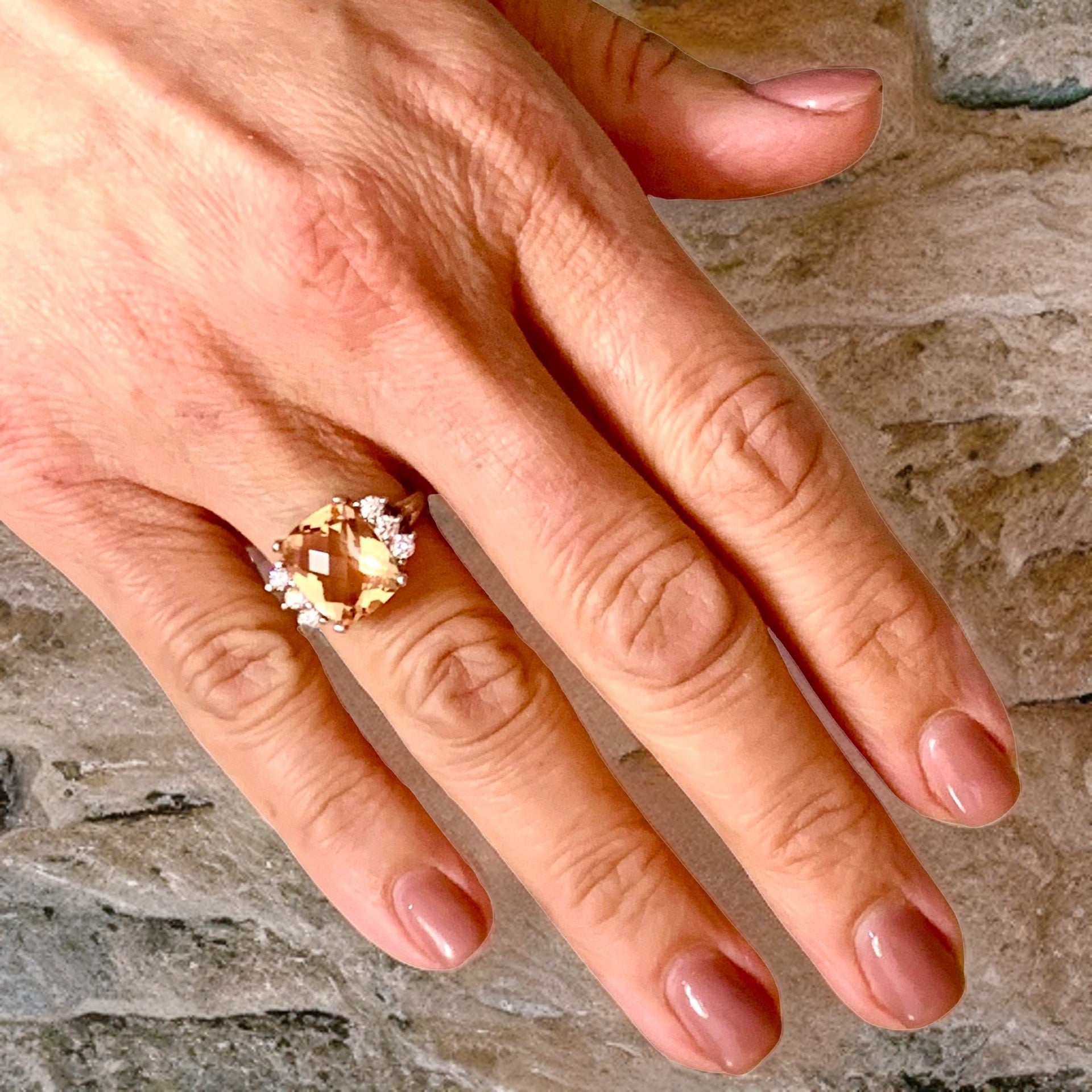 Diamond Morganite Ring Size 7.25 14k Gold 5.60 TCW Certified $5,950 120600 - Certified Fine Jewelry