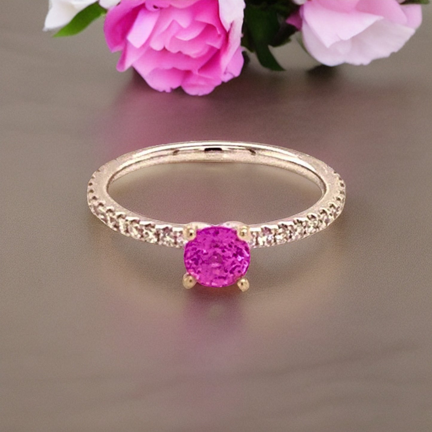 Diamond Tourmaline Rubellite Ring 6.5 18k Gold 1.04 TCW Certified $1,550 821768 - Certified Fine Jewelry