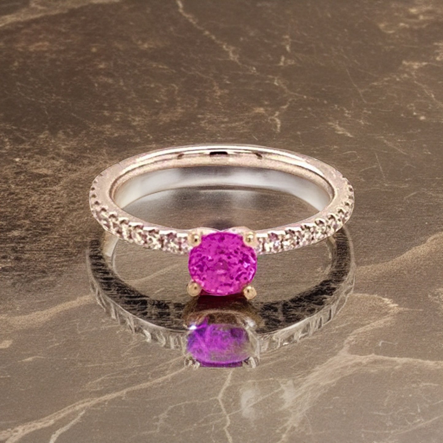 Diamond Tourmaline Rubellite Ring 6.5 18k Gold 1.04 TCW Certified $1,550 821768 - Certified Fine Jewelry