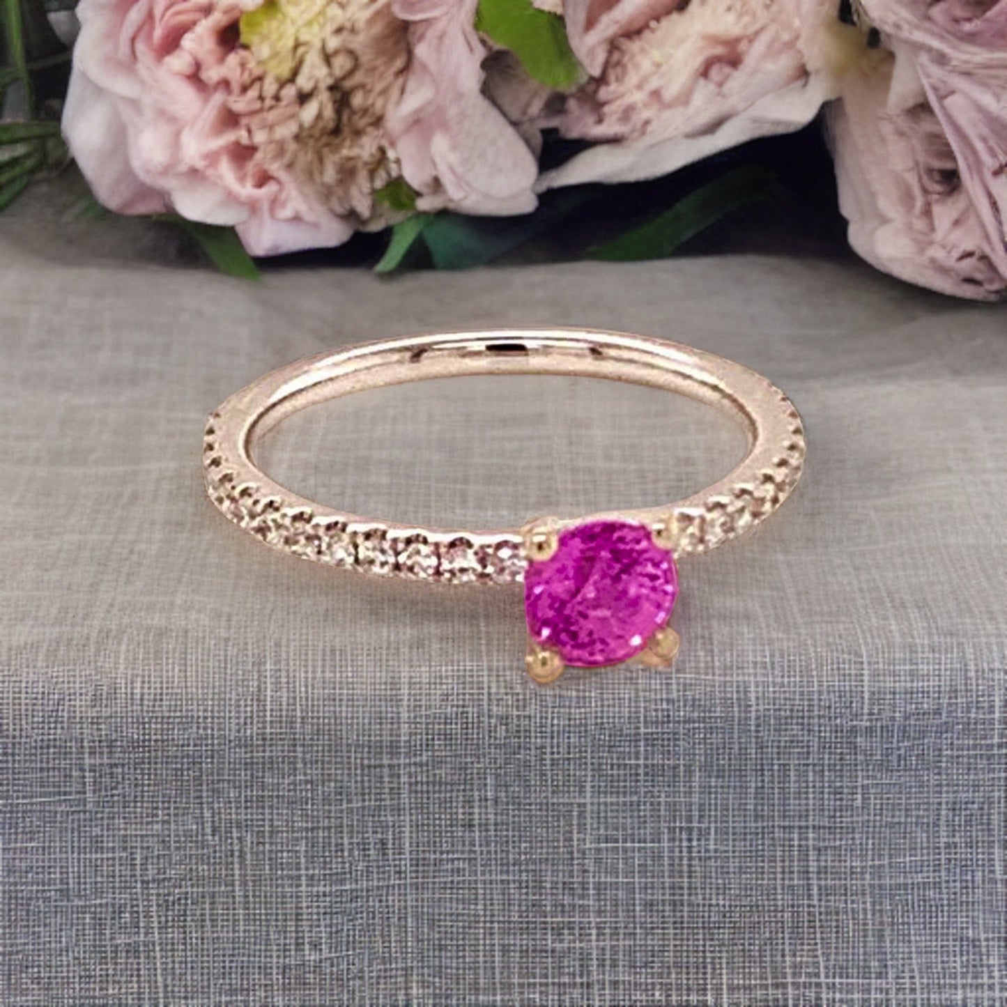 Diamond Tourmaline Rubellite Ring 6.5 18k Gold 1.04 TCW Certified $1,550 821768 - Certified Fine Jewelry