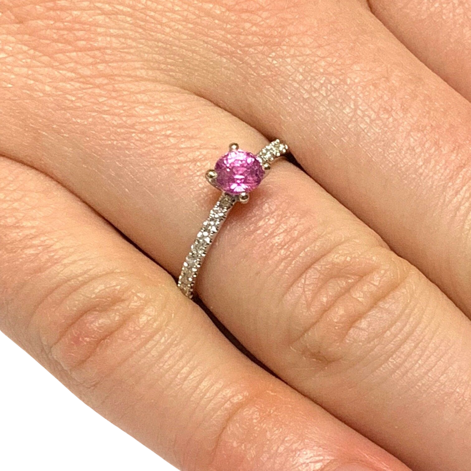 Diamond Tourmaline Rubellite Ring 6.5 18k Gold 1.04 TCW Certified $1,550 821768 - Certified Fine Jewelry