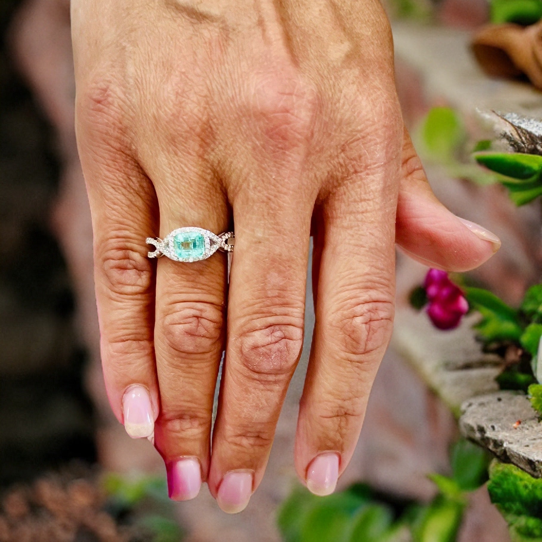 Natural Emerald Diamond Ring 6.5 14k W Gold 1.31 TCW Certified $4,750 216674 - Certified Fine Jewelry