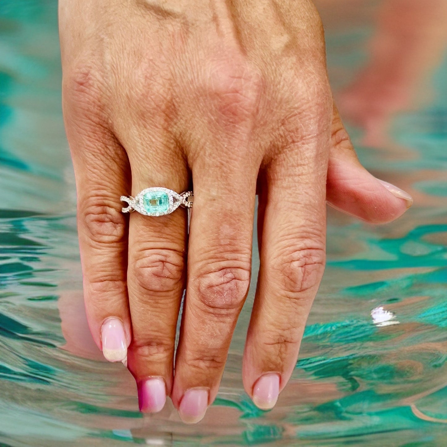 Natural Emerald Diamond Ring 6.5 14k W Gold 1.31 TCW Certified $4,750 216674 - Certified Fine Jewelry