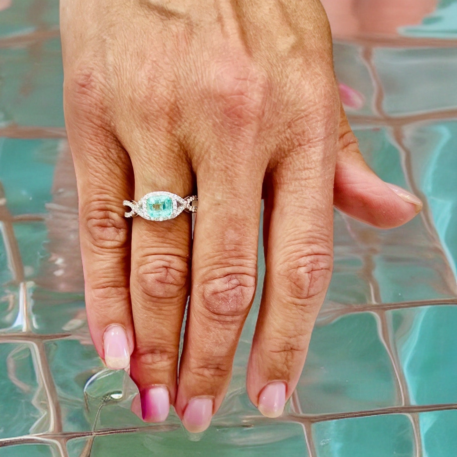 Natural Emerald Diamond Ring 6.5 14k W Gold 1.31 TCW Certified $4,750 216674 - Certified Fine Jewelry