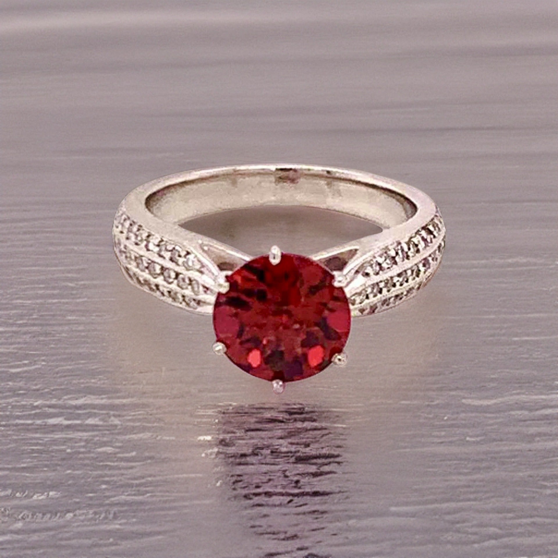 Diamond Platinum Tourmaline Rubellite Ring 5.75 2.43 TCW Certified $4,950 911025 - Certified Fine Jewelry