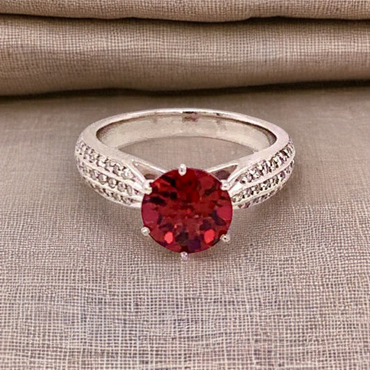 Diamond Platinum Tourmaline Rubellite Ring 5.75 2.43 TCW Certified $4,950 911025 - Certified Fine Jewelry