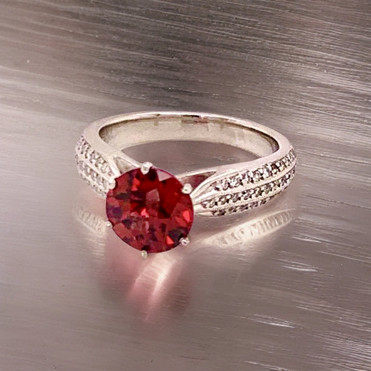 Diamond Platinum Tourmaline Rubellite Ring 5.75 2.43 TCW Certified $4,950 911025 - Certified Fine Jewelry