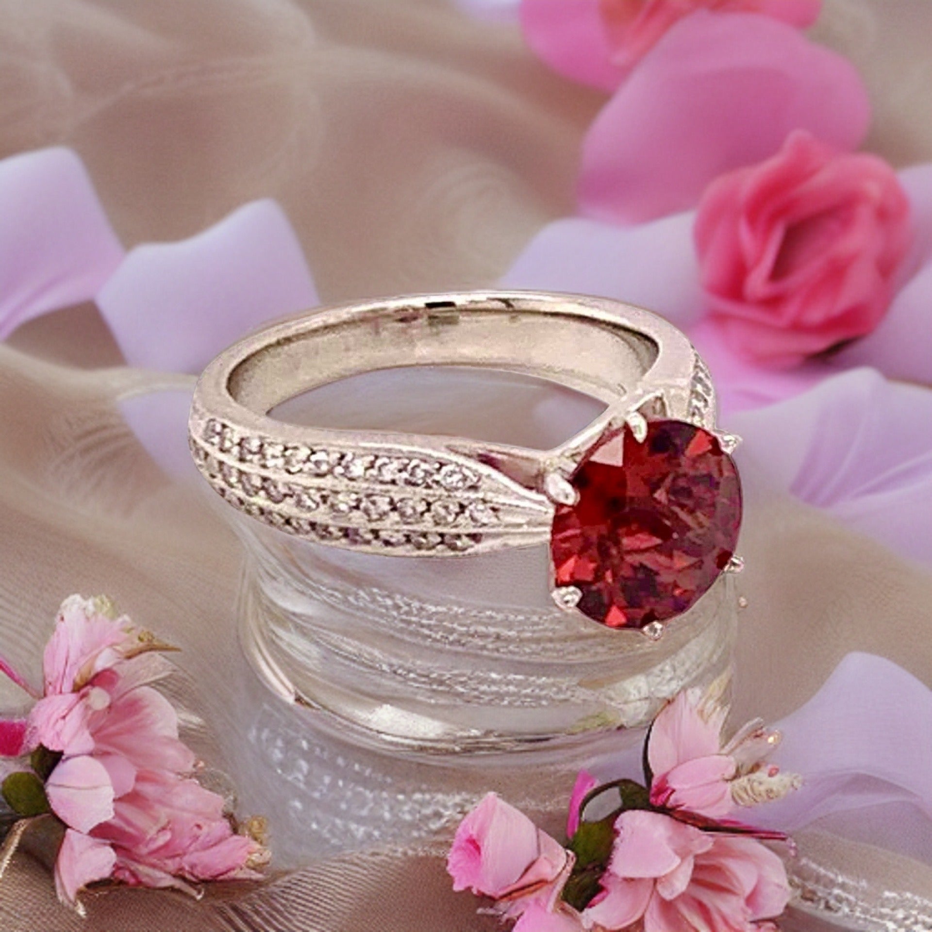 Diamond Platinum Tourmaline Rubellite Ring 5.75 2.43 TCW Certified $4,950 911025 - Certified Fine Jewelry