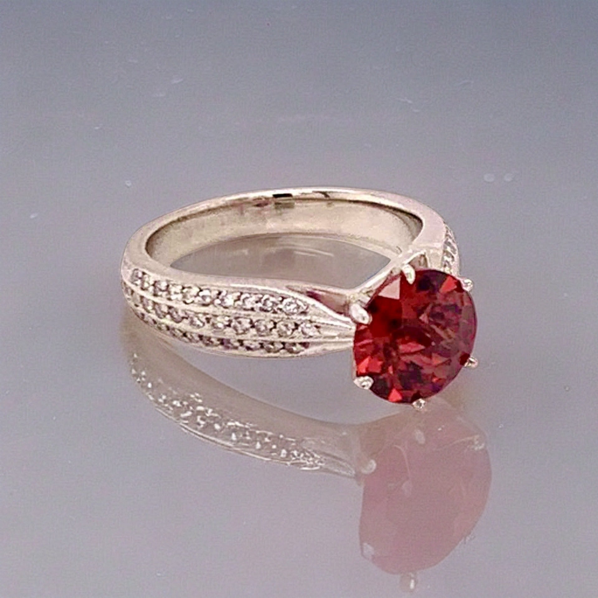 Diamond Platinum Tourmaline Rubellite Ring 5.75 2.43 TCW Certified $4,950 911025 - Certified Fine Jewelry