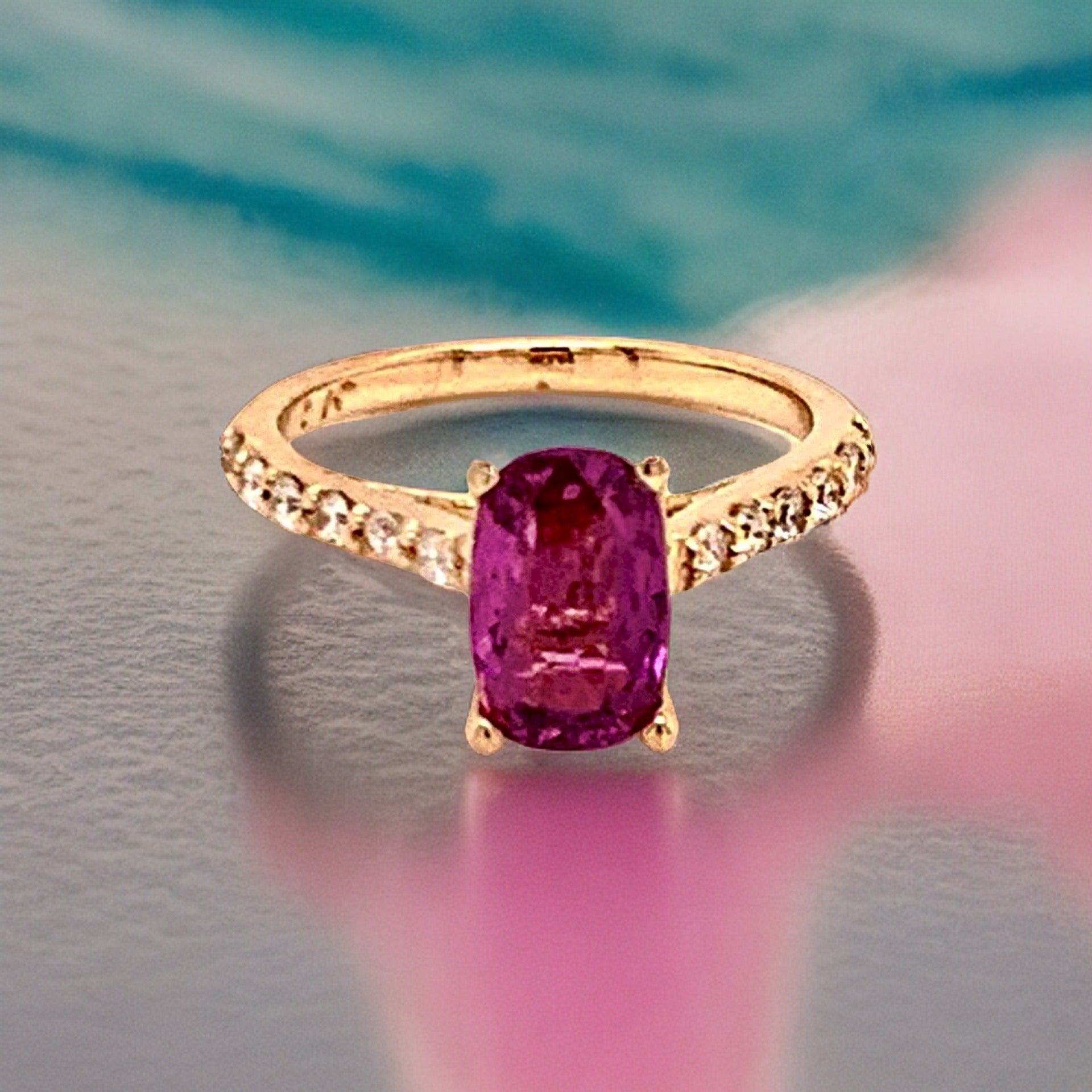 Diamond Purple Sapphire Ring 2 CT 14k Gold Certified $4,925 Women 915192 - Certified Fine Jewelry