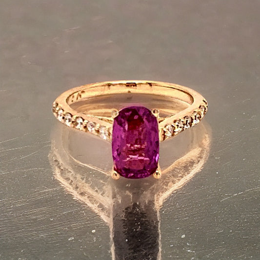 Diamond Purple Sapphire Ring 2 CT 14k Gold Certified $4,925 Women 915192 - Certified Fine Jewelry