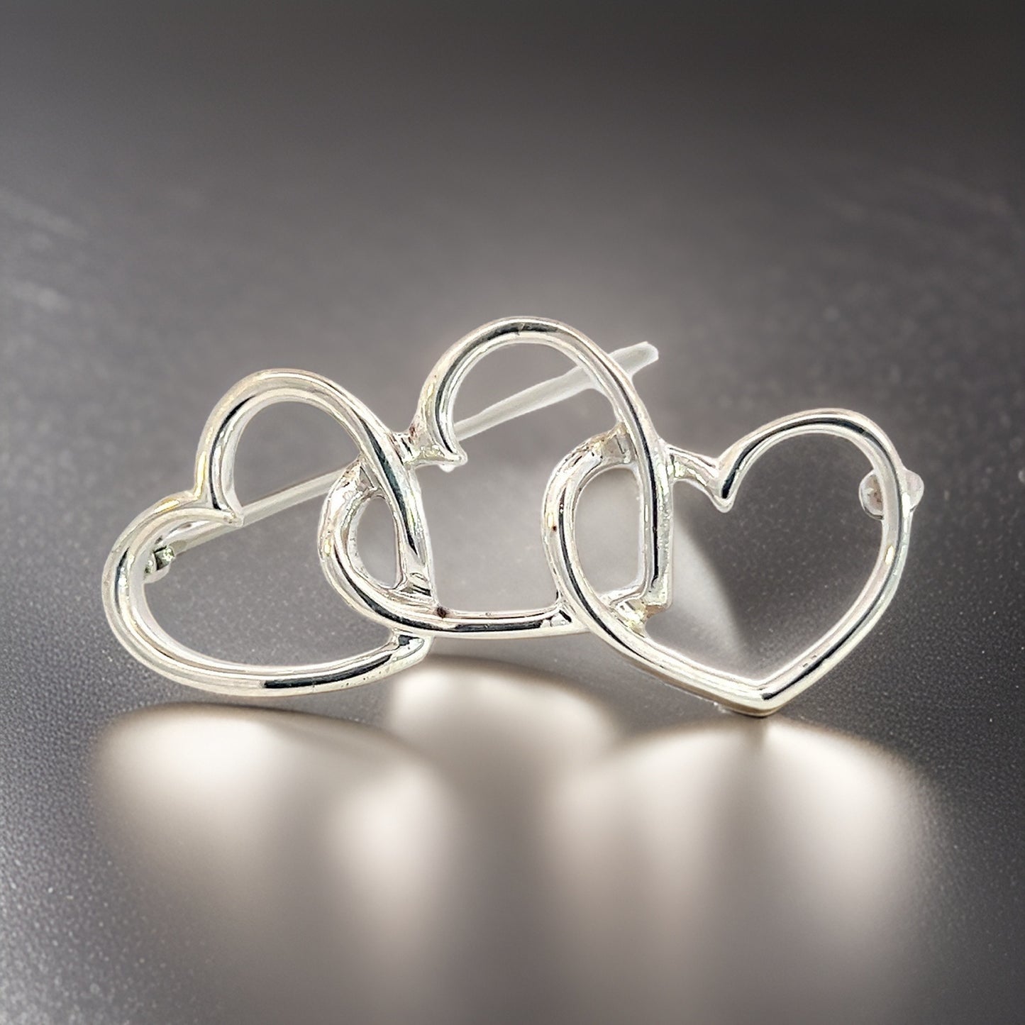 Tiffany & Co Estate Triple Heart Brooch Sterling Silver TIF547 - Certified Fine Jewelry