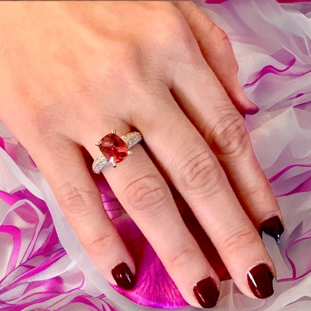 Diamond Tourmaline Rubellite Ring 6.75 14k Gold 4.10 TCW Women Certified $4,600 911206 - Certified Fine Jewelry