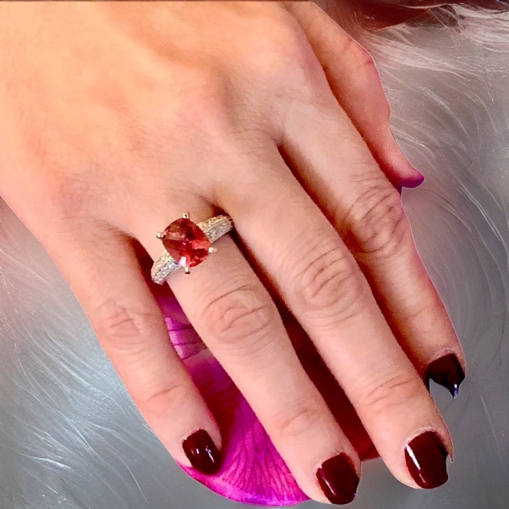 Diamond Tourmaline Rubellite Ring 6.75 14k Gold 4.10 TCW Women Certified $4,600 911206 - Certified Fine Jewelry