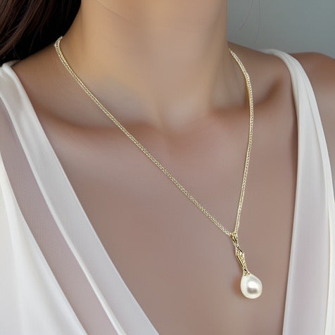 Diamond South Sea Pearl Necklace 12.77 mm 14k Gold Italy Certified $1,290 816015 - Certified Fine Jewelry