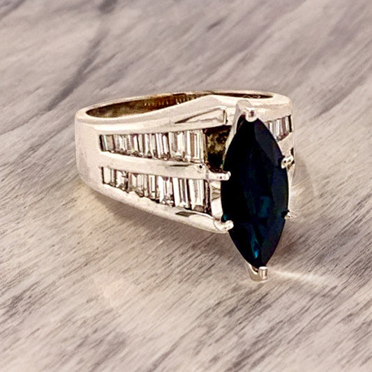Diamond Sapphire Ring 14k Gold 2.60 TCW Women Certified $3,700 911204 - Certified Fine Jewelry