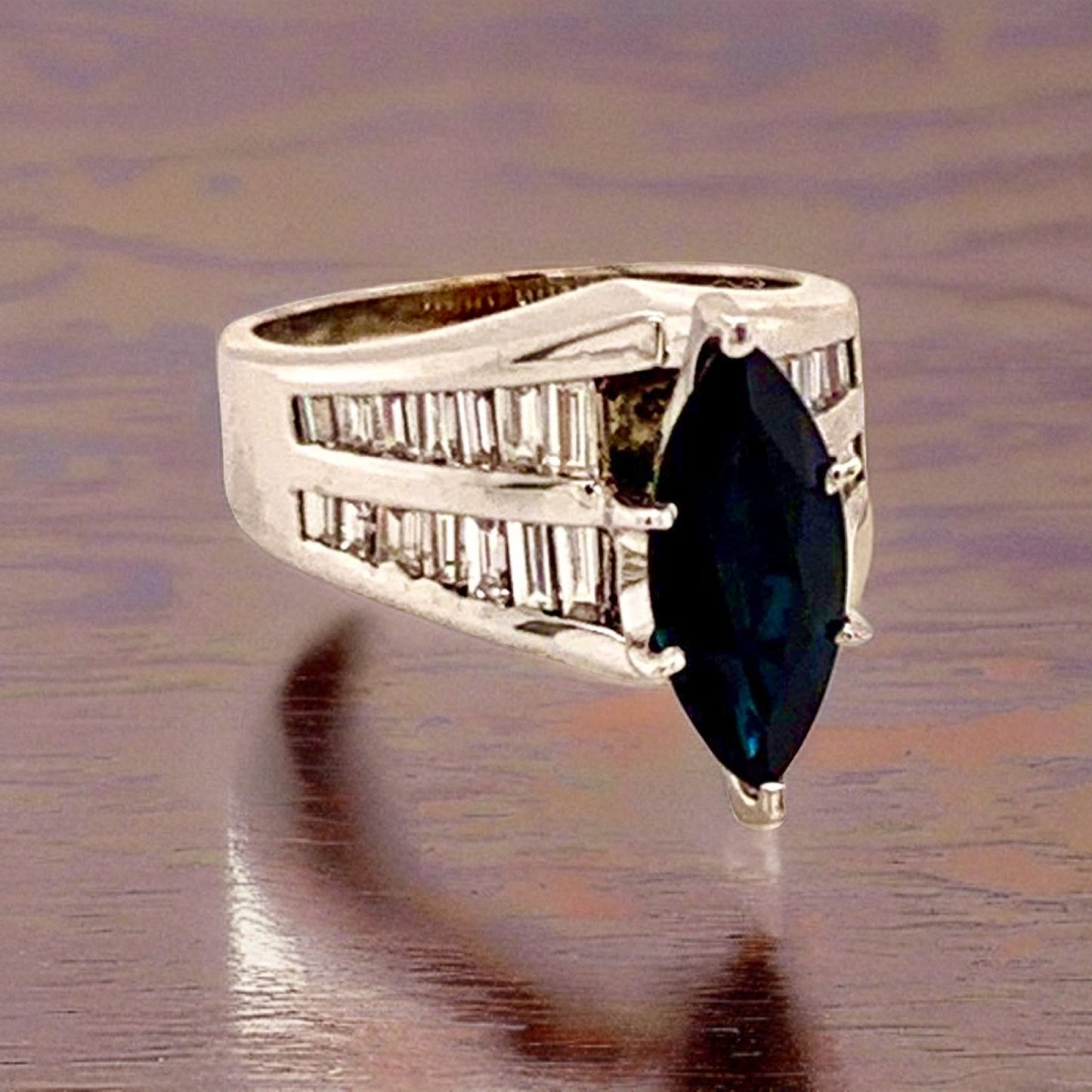 Diamond Sapphire Ring 14k Gold 2.60 TCW Women Certified $3,700 911204 - Certified Fine Jewelry