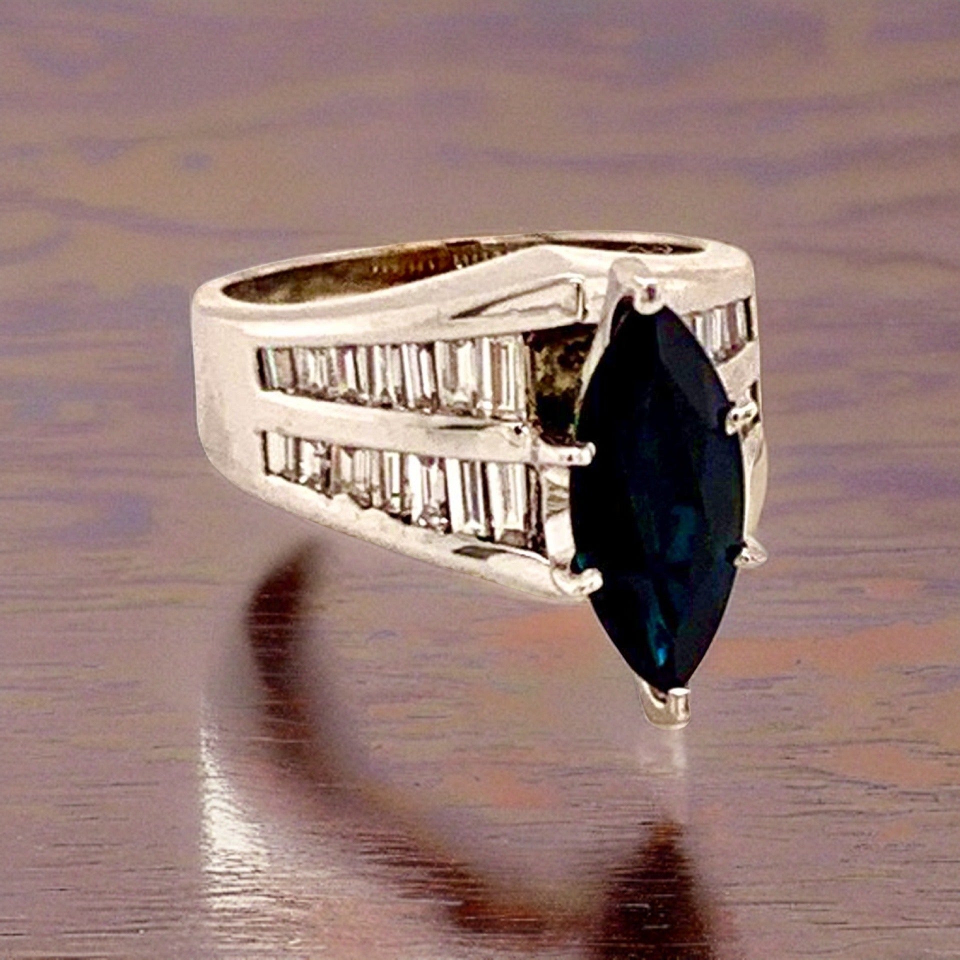 Diamond Sapphire Ring 14k Gold 2.60 TCW Women Certified $3,700 911204 - Certified Fine Jewelry