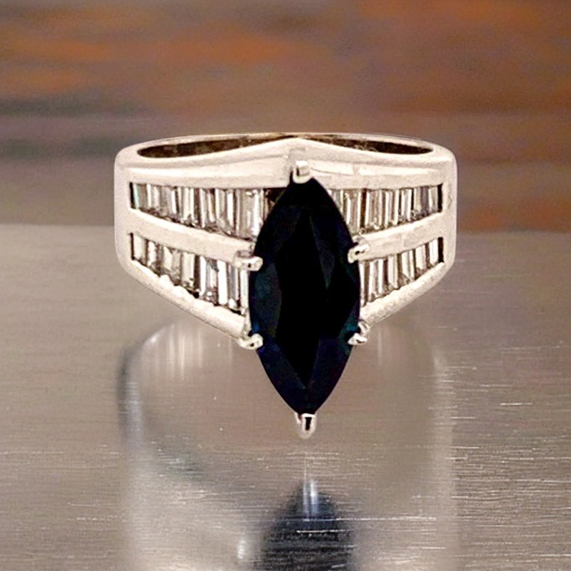 Diamond Sapphire Ring 14k Gold 2.60 TCW Women Certified $3,700 911204 - Certified Fine Jewelry