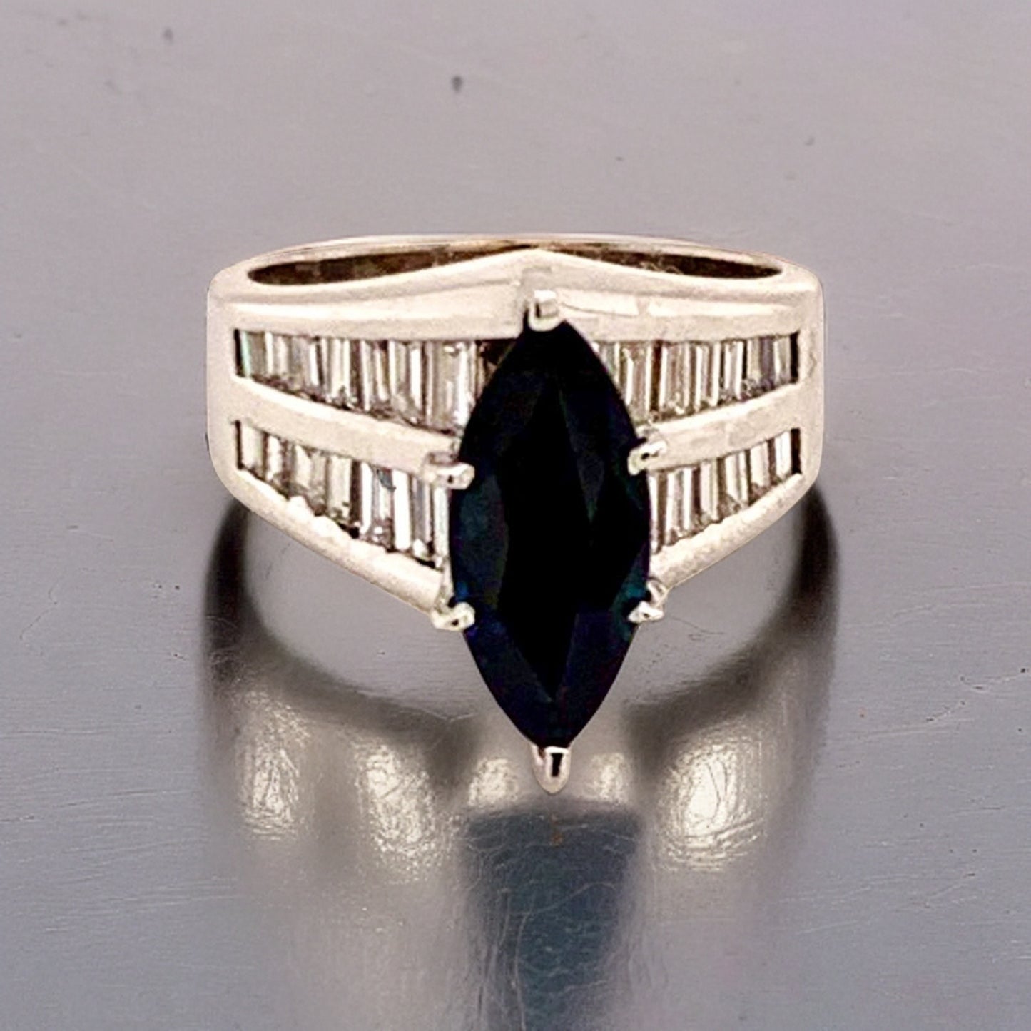 Diamond Sapphire Ring 14k Gold 2.60 TCW Women Certified $3,700 911204 - Certified Fine Jewelry