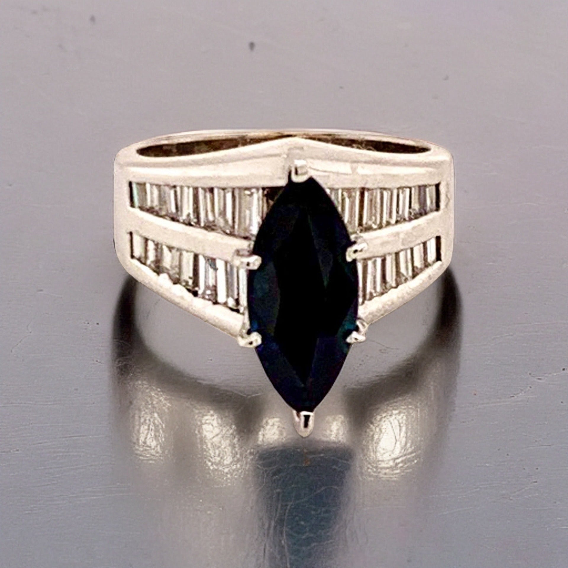 Diamond Sapphire Ring 14k Gold 2.60 TCW Women Certified $3,700 911204 - Certified Fine Jewelry