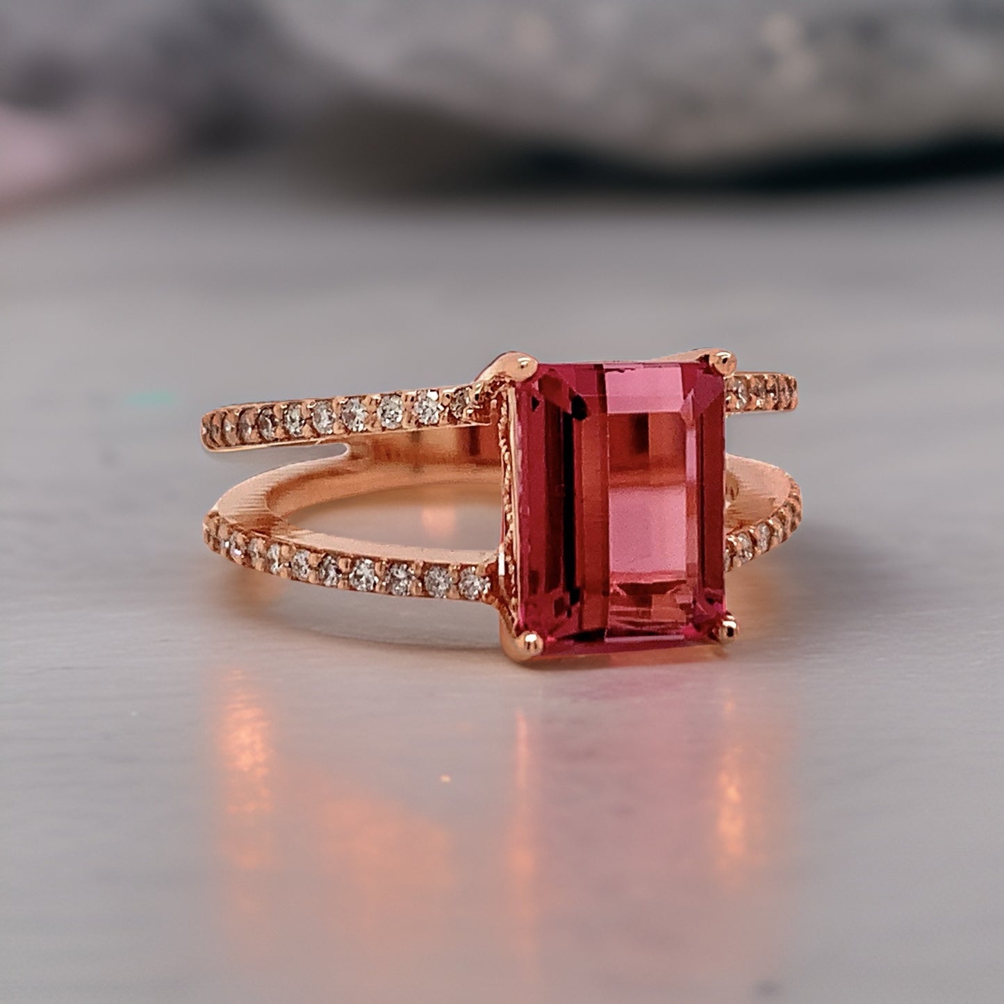 Natural Tourmaline Diamond Ring 14k RG 2.2 TCW Certified $4,950 112165 - Certified Fine Jewelry