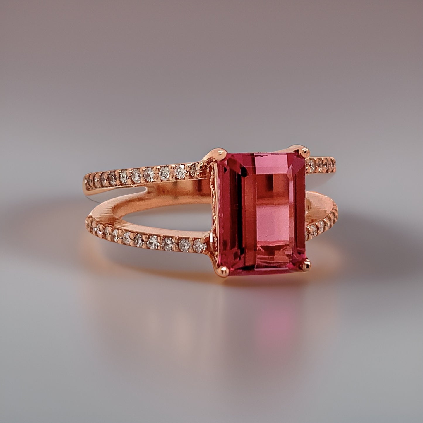 Natural Tourmaline Diamond Ring 14k RG 2.2 TCW Certified $4,950 112165 - Certified Fine Jewelry