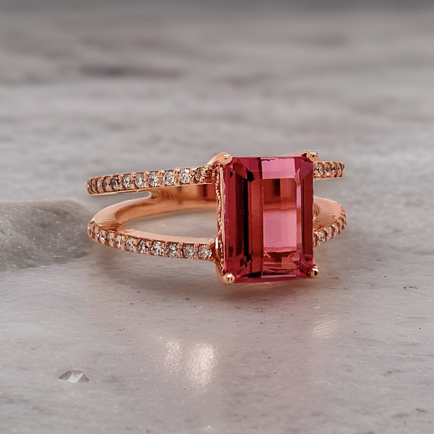 Natural Tourmaline Diamond Ring 14k RG 2.2 TCW Certified $4,950 112165 - Certified Fine Jewelry