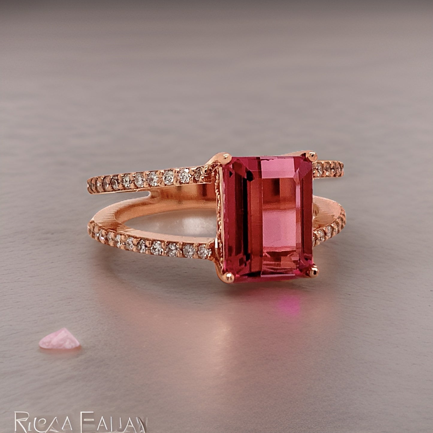 Natural Tourmaline Diamond Ring 14k RG 2.2 TCW Certified $4,950 112165 - Certified Fine Jewelry