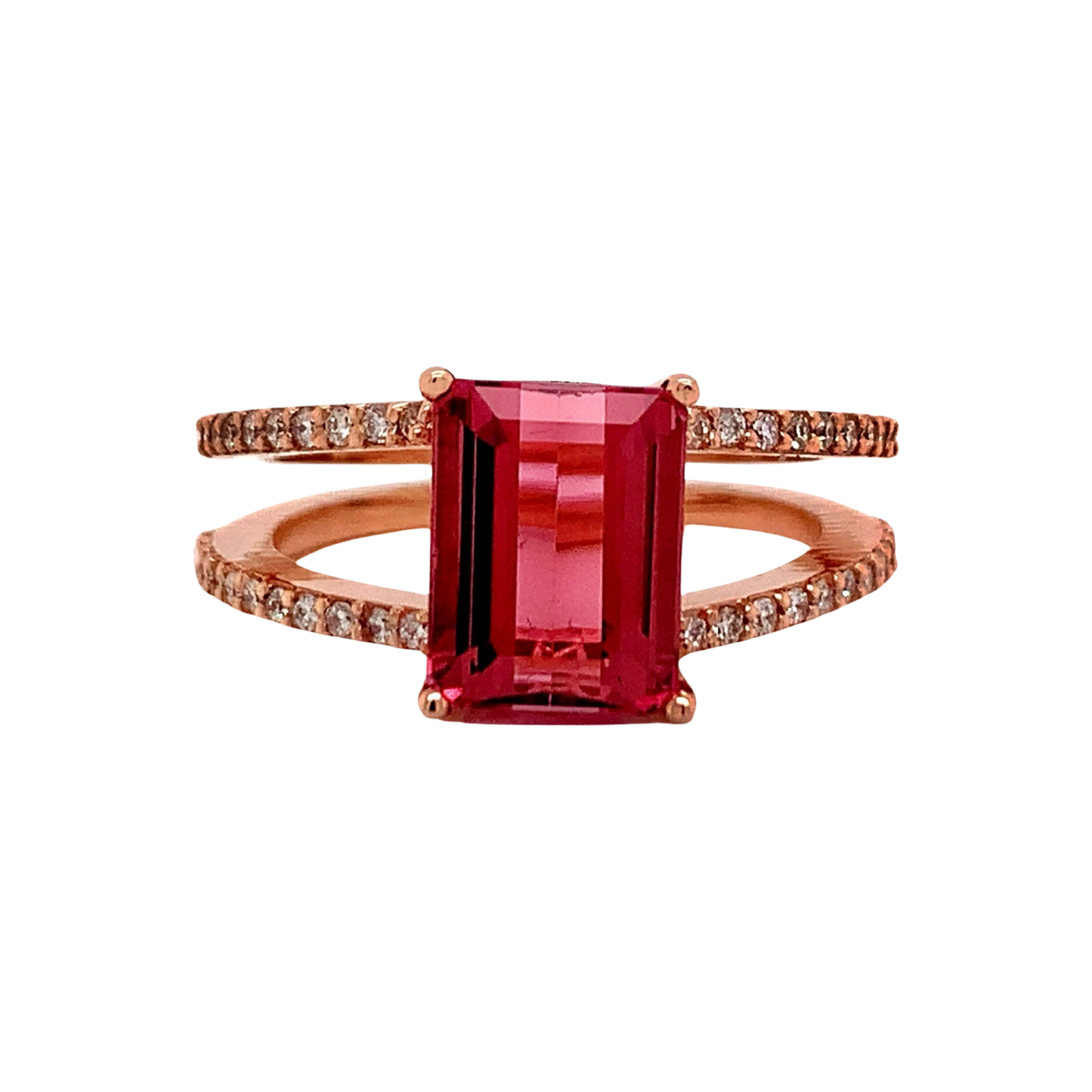 Natural Tourmaline Diamond Ring 14k RG 2.2 TCW Certified $4,950 112165 - Certified Fine Jewelry