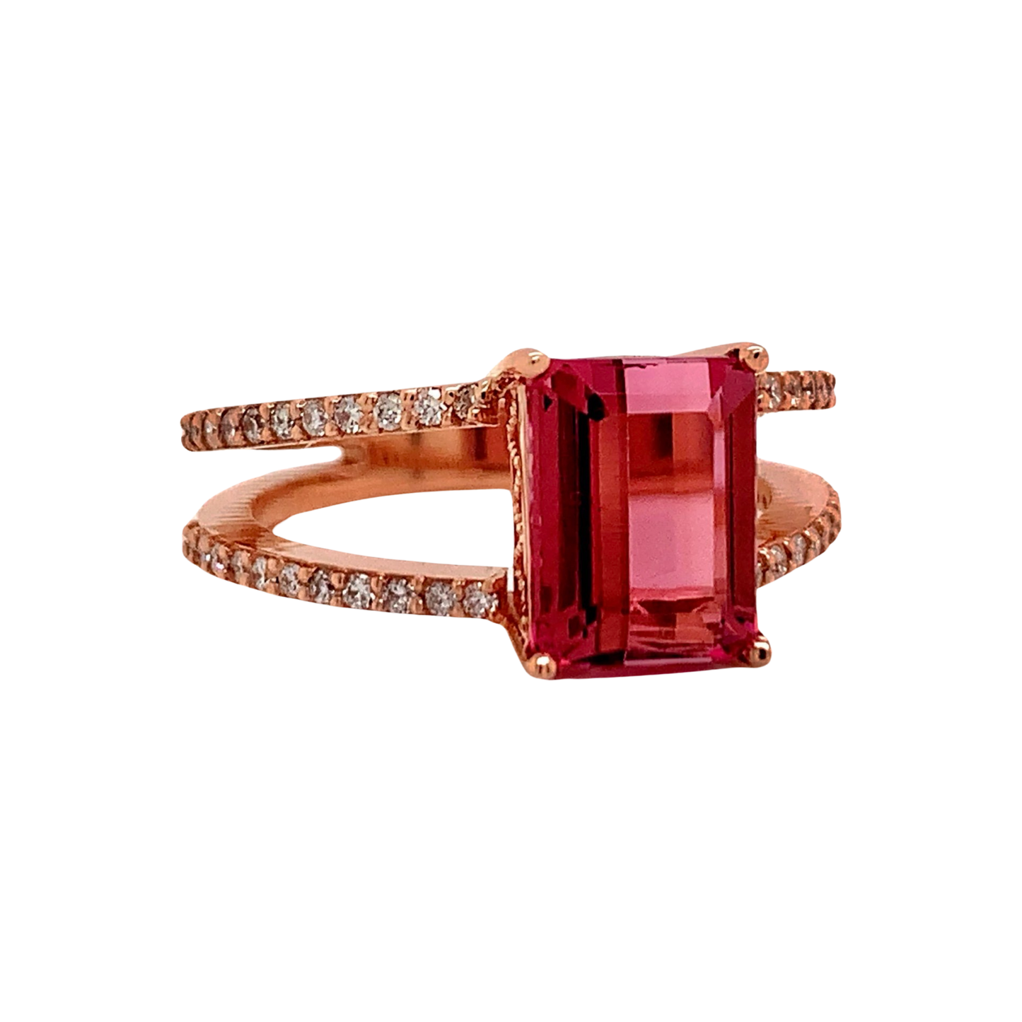 Natural Tourmaline Diamond Ring 14k RG 2.2 TCW Certified $4,950 112165 - Certified Fine Jewelry