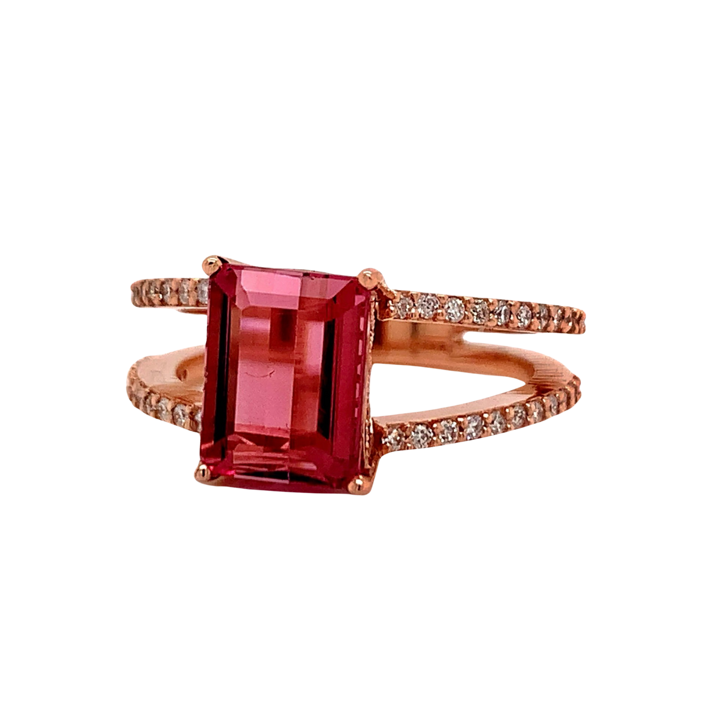Natural Tourmaline Diamond Ring 14k RG 2.2 TCW Certified $4,950 112165 - Certified Fine Jewelry
