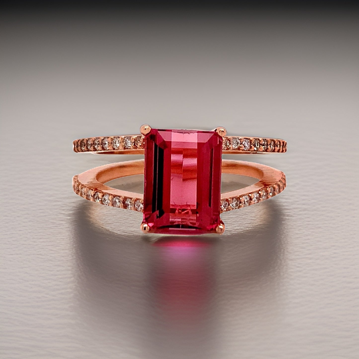 Natural Tourmaline Diamond Ring 14k RG 2.2 TCW Certified $4,950 112165 - Certified Fine Jewelry