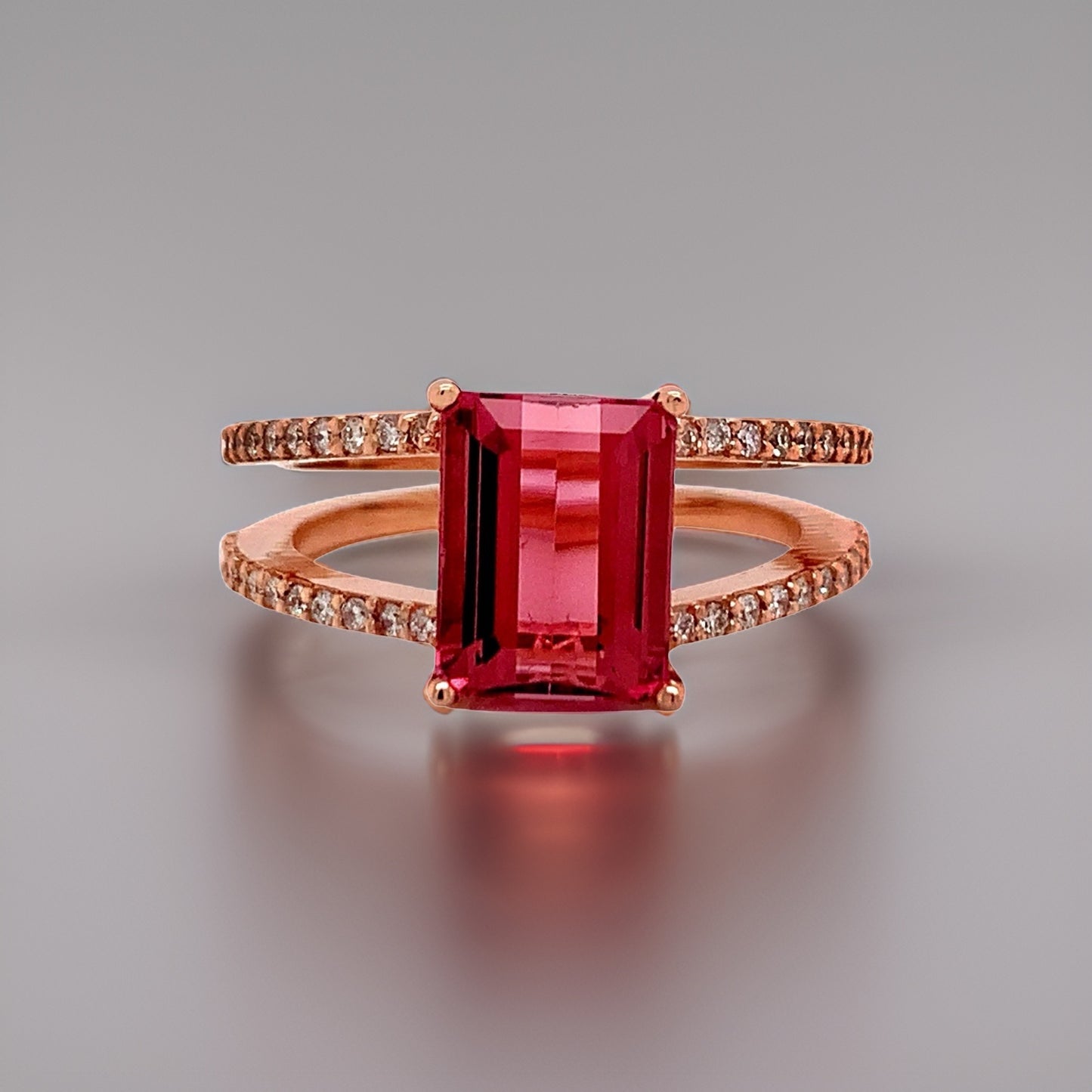 Natural Tourmaline Diamond Ring 14k RG 2.2 TCW Certified $4,950 112165 - Certified Fine Jewelry