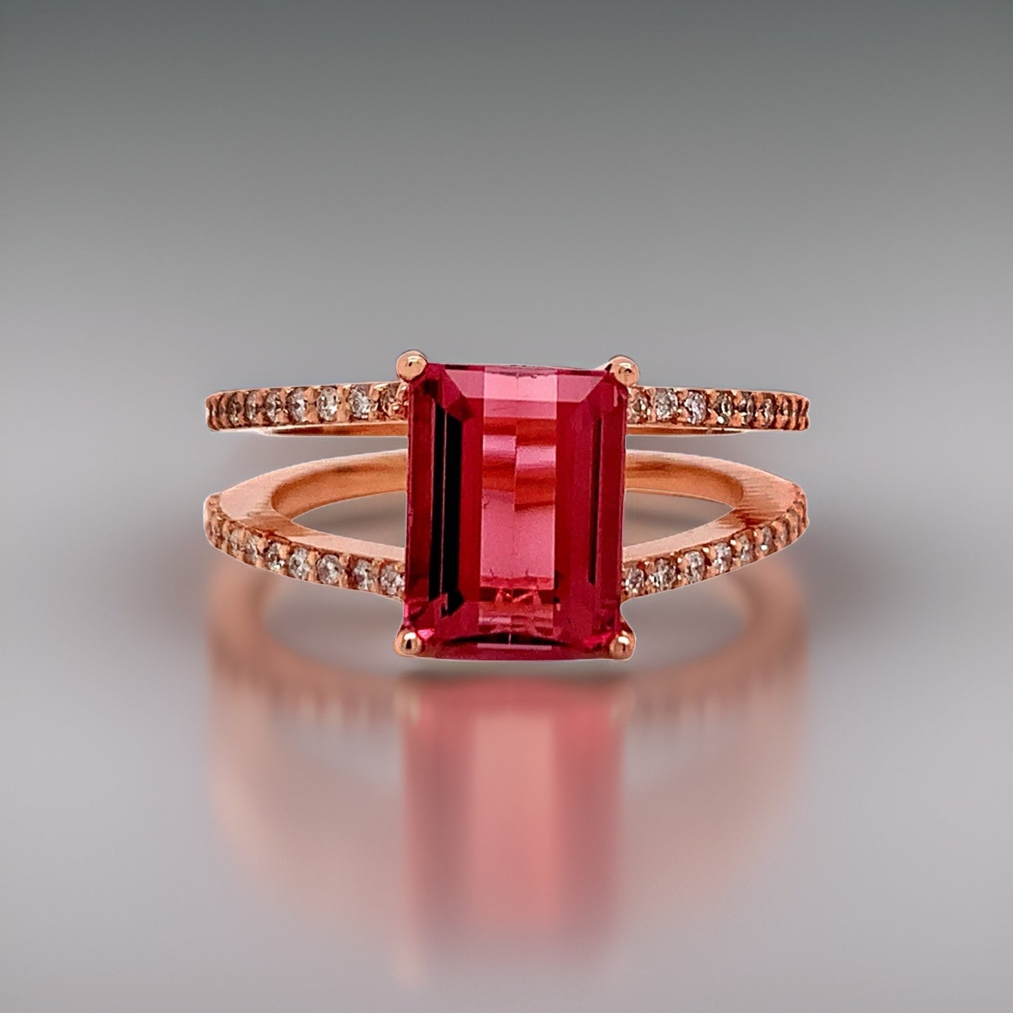 Natural Tourmaline Diamond Ring 14k RG 2.2 TCW Certified $4,950 112165 - Certified Fine Jewelry