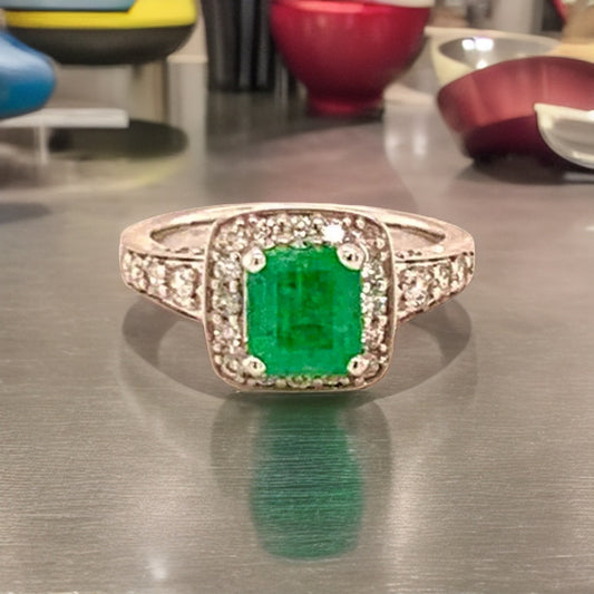 Diamond Emerald Ring 14k Gold 1.40 TCW Certified $4,950 920938 - Certified Fine Jewelry