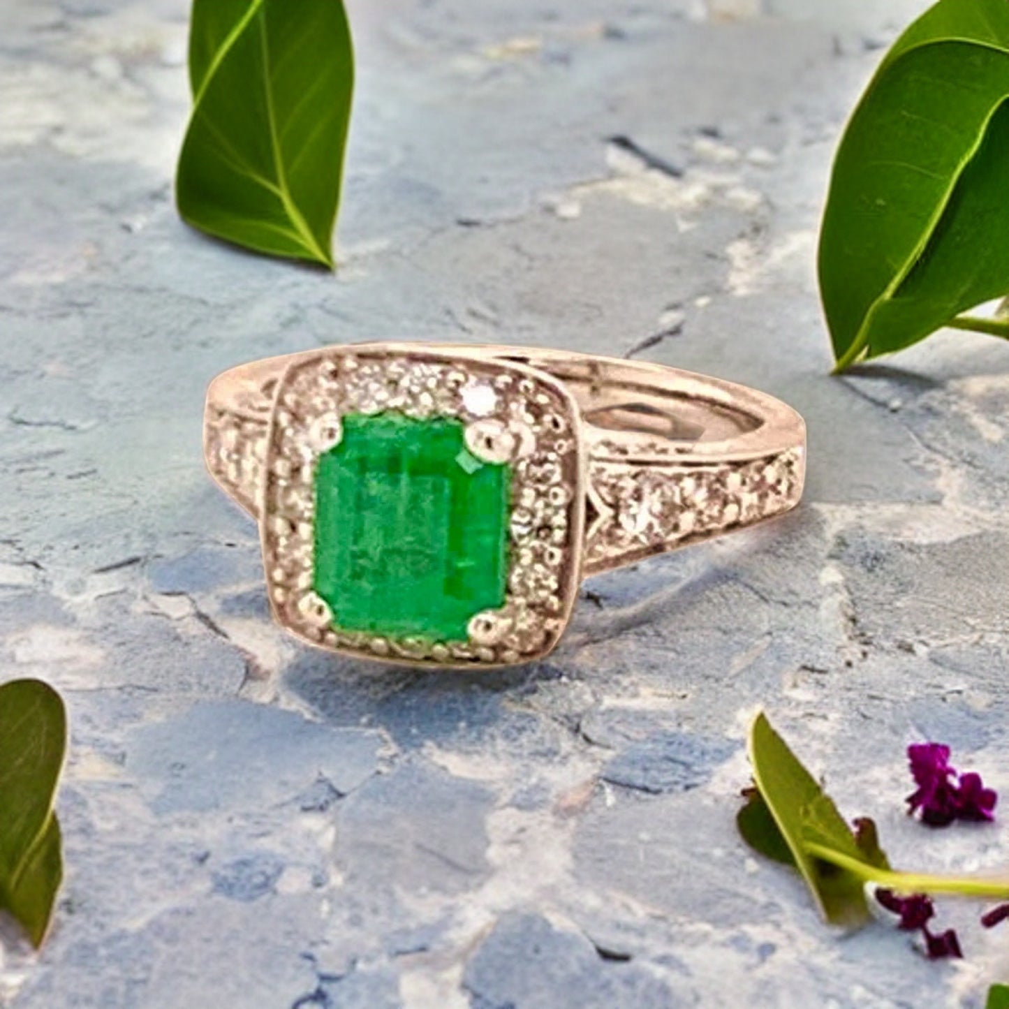 Diamond Emerald Ring 14k Gold 1.40 TCW Certified $4,950 920938 - Certified Fine Jewelry