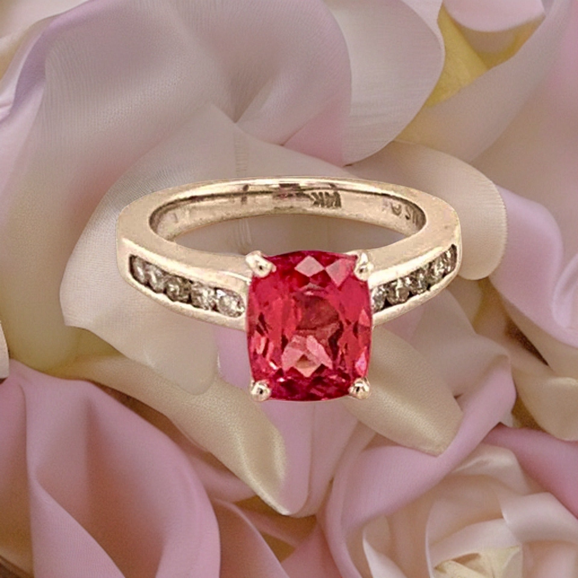 Diamond Rubellite Tourmaline Ring 3 TCW 14k Gold Certified $3,450 912277 - Certified Fine Jewelry