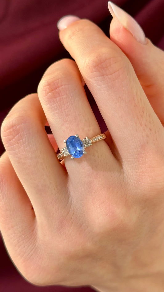 Diamond Blue Sapphire Ring 14k Gold Women Certified $4,950 915310