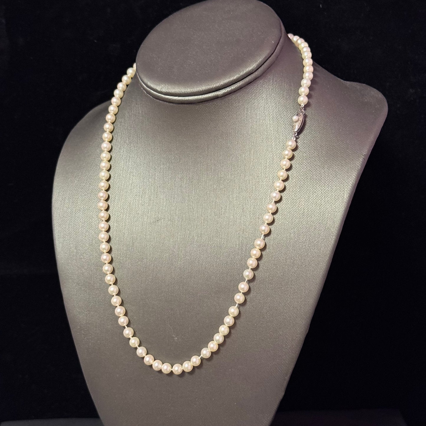 Mikimoto Akoya Pearl Necklace 20" Sterling Silver 5 - 5.5 mm Estate M442