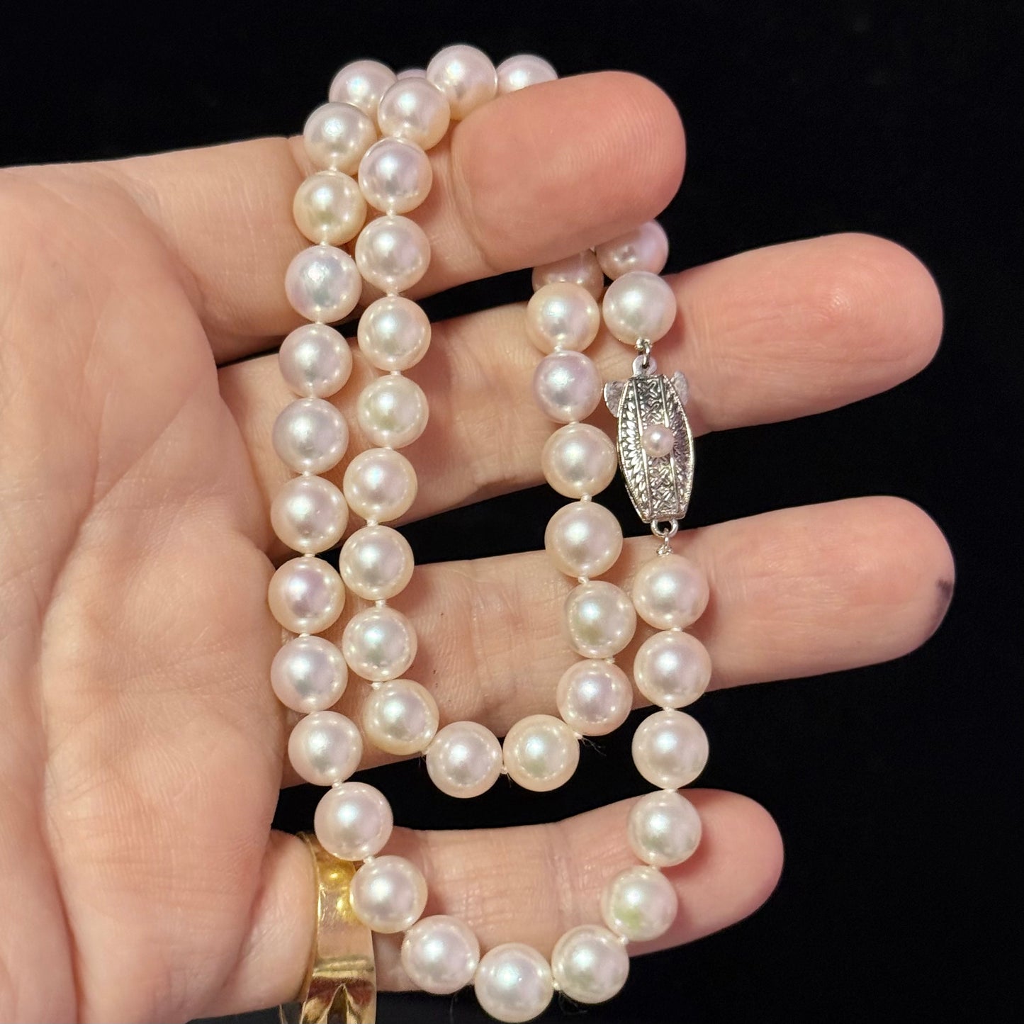 Mikimoto Akoya Pearl Necklace 17" Sterling Silver 8 - 8.5 mm Estate M441