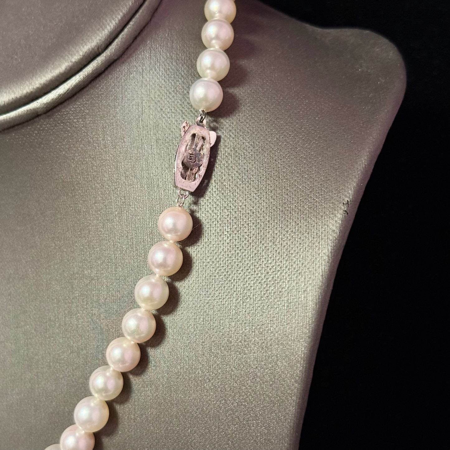 Mikimoto Akoya Pearl Necklace 17" Sterling Silver 8 - 8.5 mm Estate M441