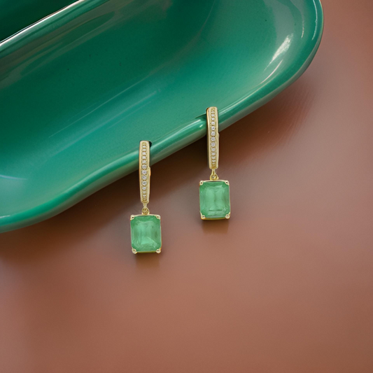 Natural Emerald Diamond Earrings 14k Yellow Gold 3.56 TCW Certified $4,975 114424