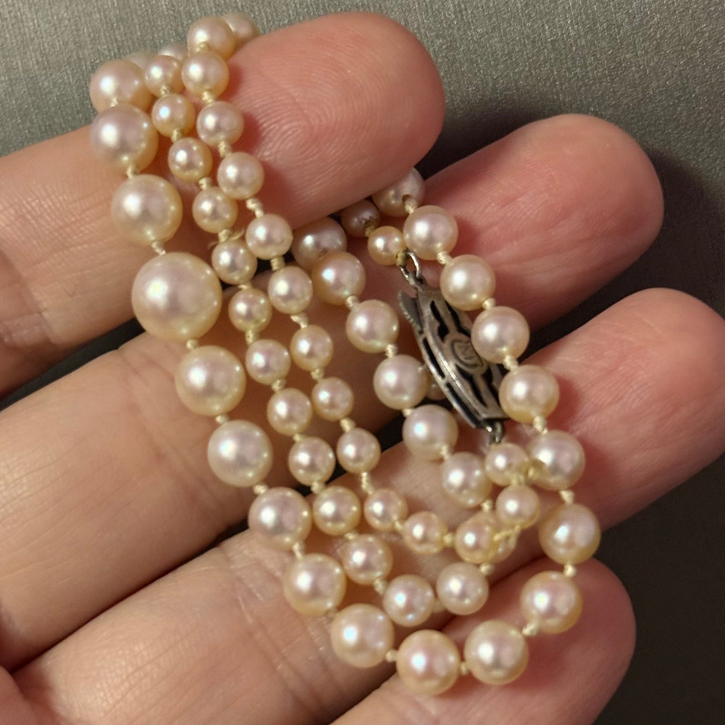 Mikimoto Akoya Pearl Necklace 17.5" 8.27 mm Silver Clasp Estate M450