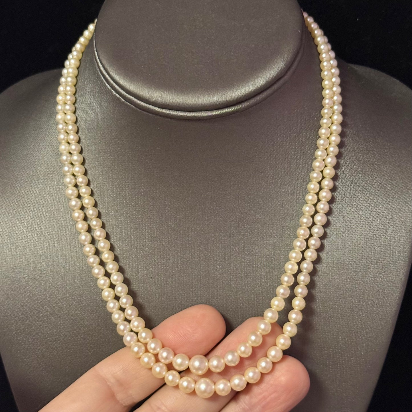 Mikimoto Akoya Pearl Necklace 17" 7.25 mm Silver Clasp Estate M451