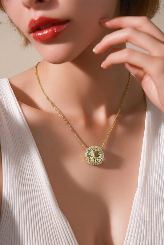 Natural Citrine Diamond Pendant 18" 14k Yellow Gold 6.24 TCW Certified $4,950 601374